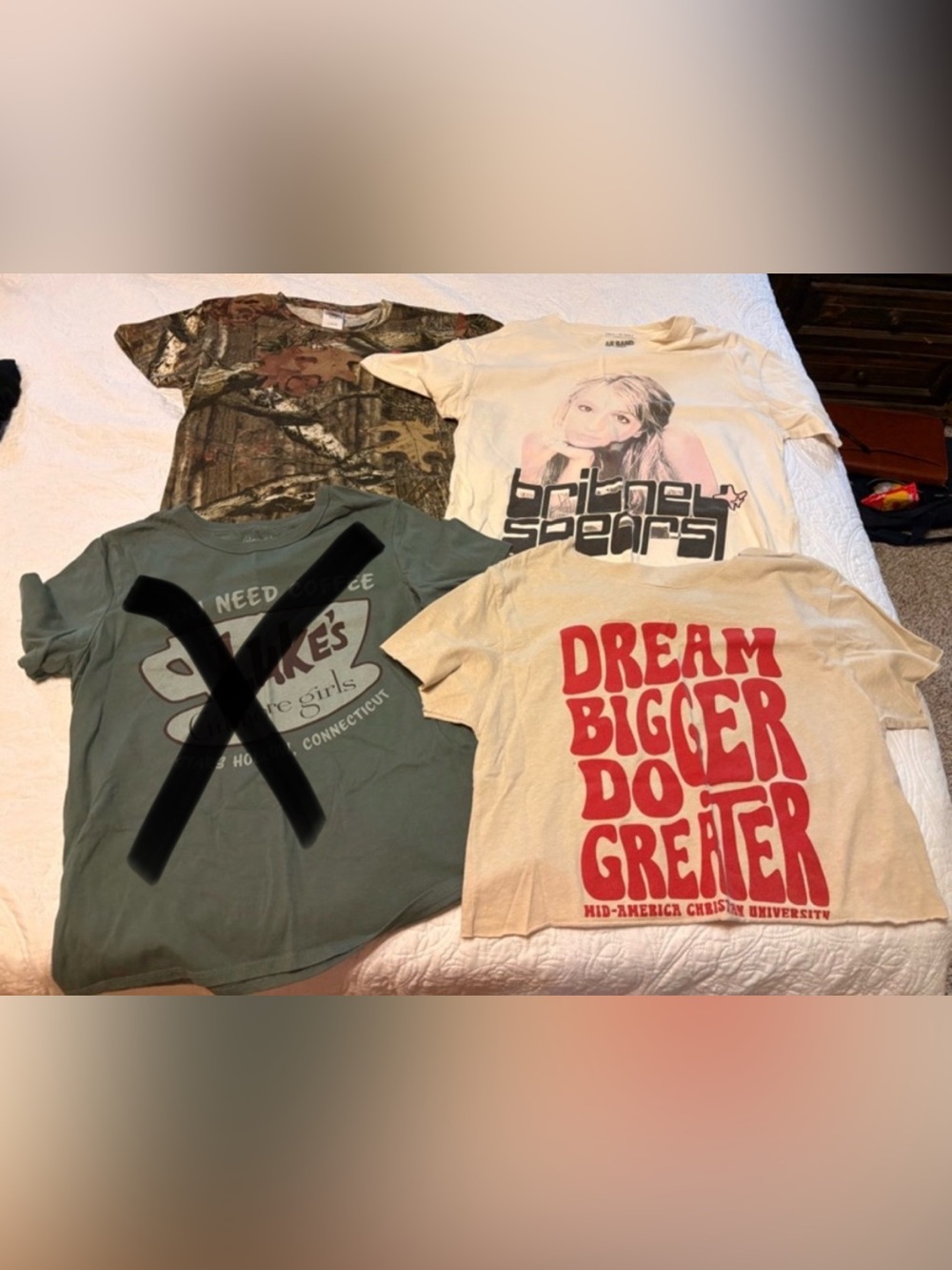 Graphic Tee Bundle-3 Shirts-Britney Spears-Camo-Dream Bigger Do Greater